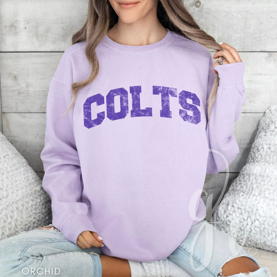 NEW! Distressed Varsity Colts (Tees+Sweatshirts)