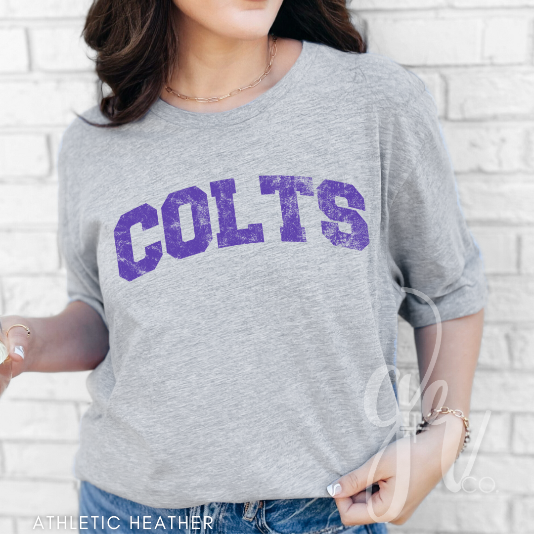 NEW! Distressed Varsity Colts (Tees+Sweatshirts)