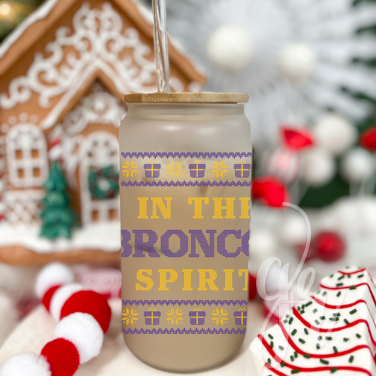Custom School Spirit Holiday Glass Sippers+Straws (Multiple Designs)