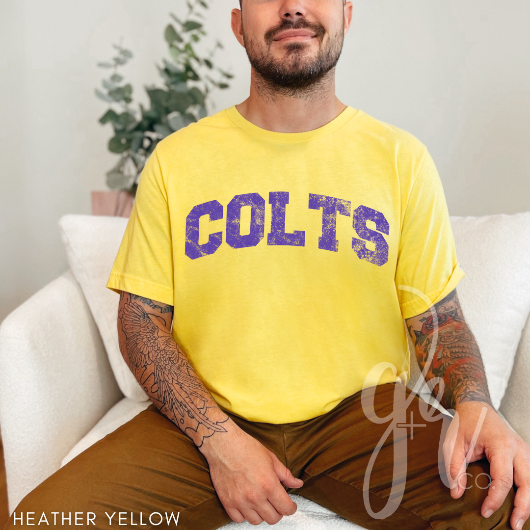 NEW! Distressed Varsity Colts (Tees+Sweatshirts)
