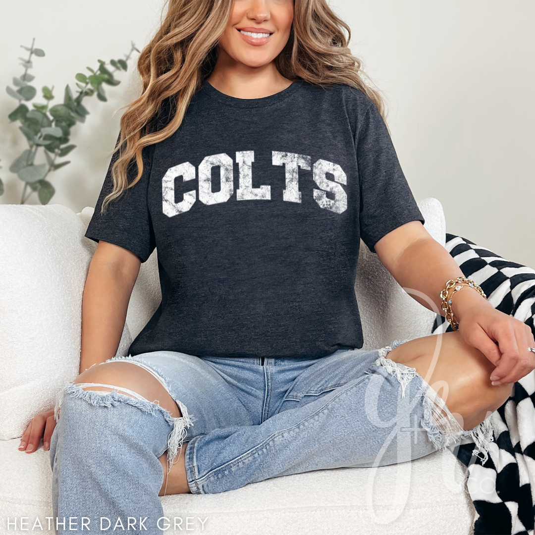 NEW! Distressed Varsity Colts (Tees+Sweatshirts)