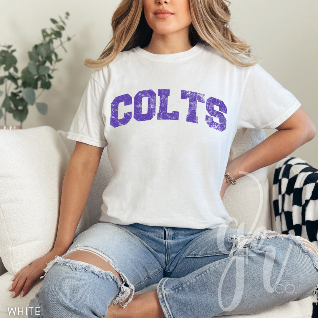 NEW! Distressed Varsity Colts (Tees+Sweatshirts)