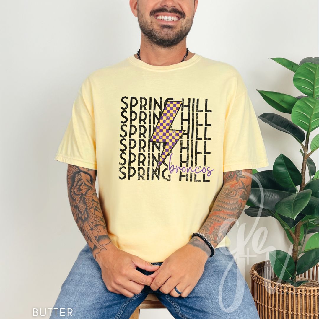 Checkered Bolt Broncos (Tees+Sweatshirts)