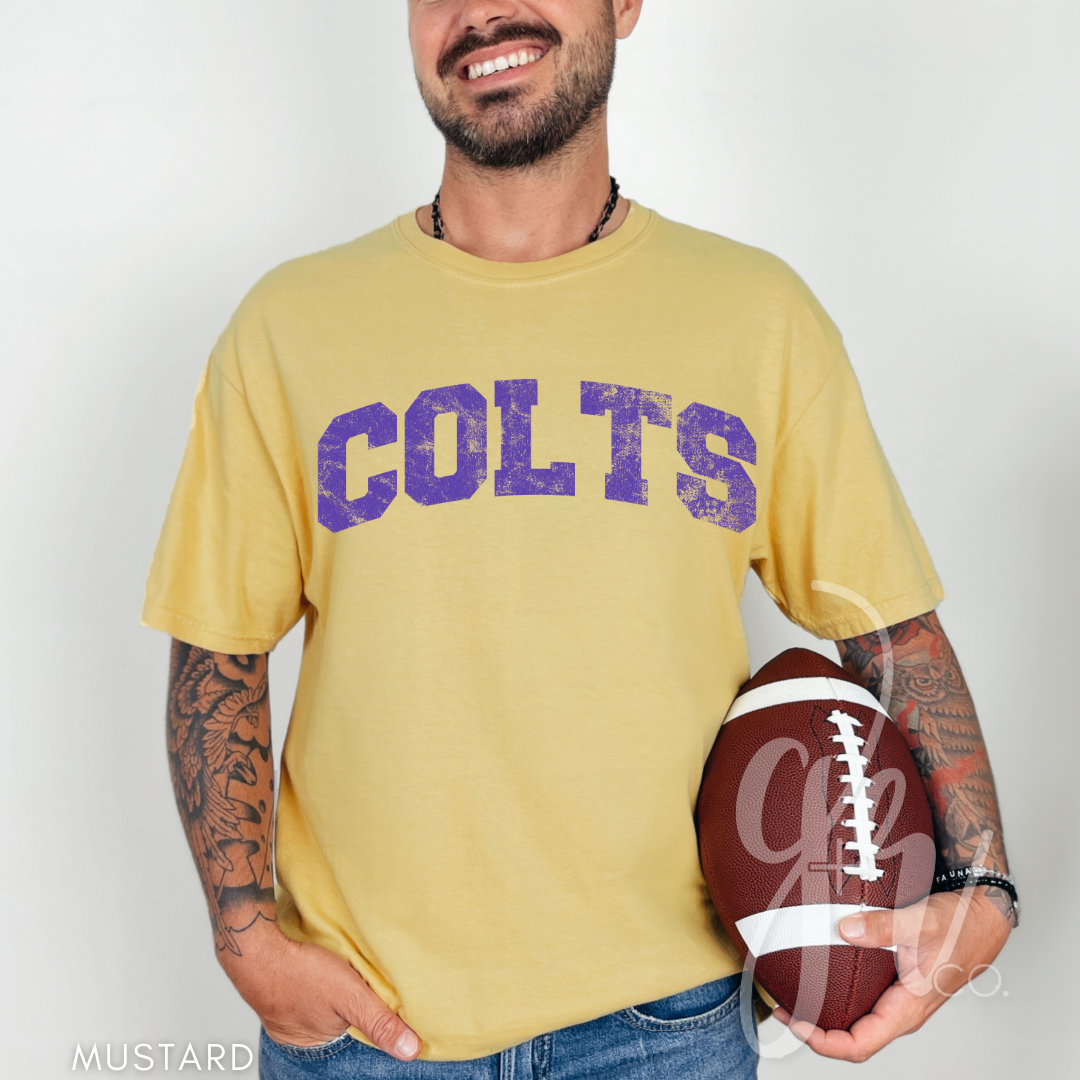 NEW! Distressed Varsity Colts (Tees+Sweatshirts)