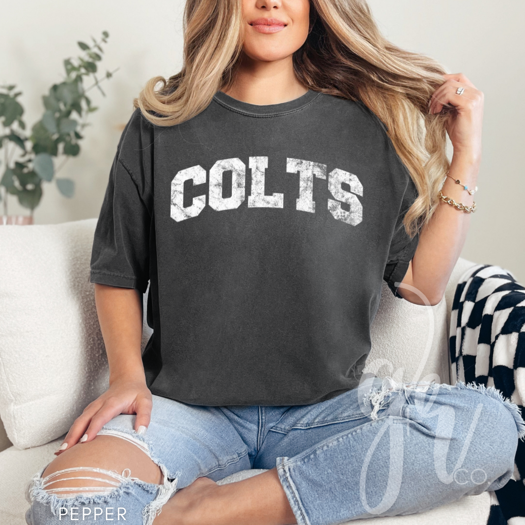 NEW! Distressed Varsity Colts (Tees+Sweatshirts)