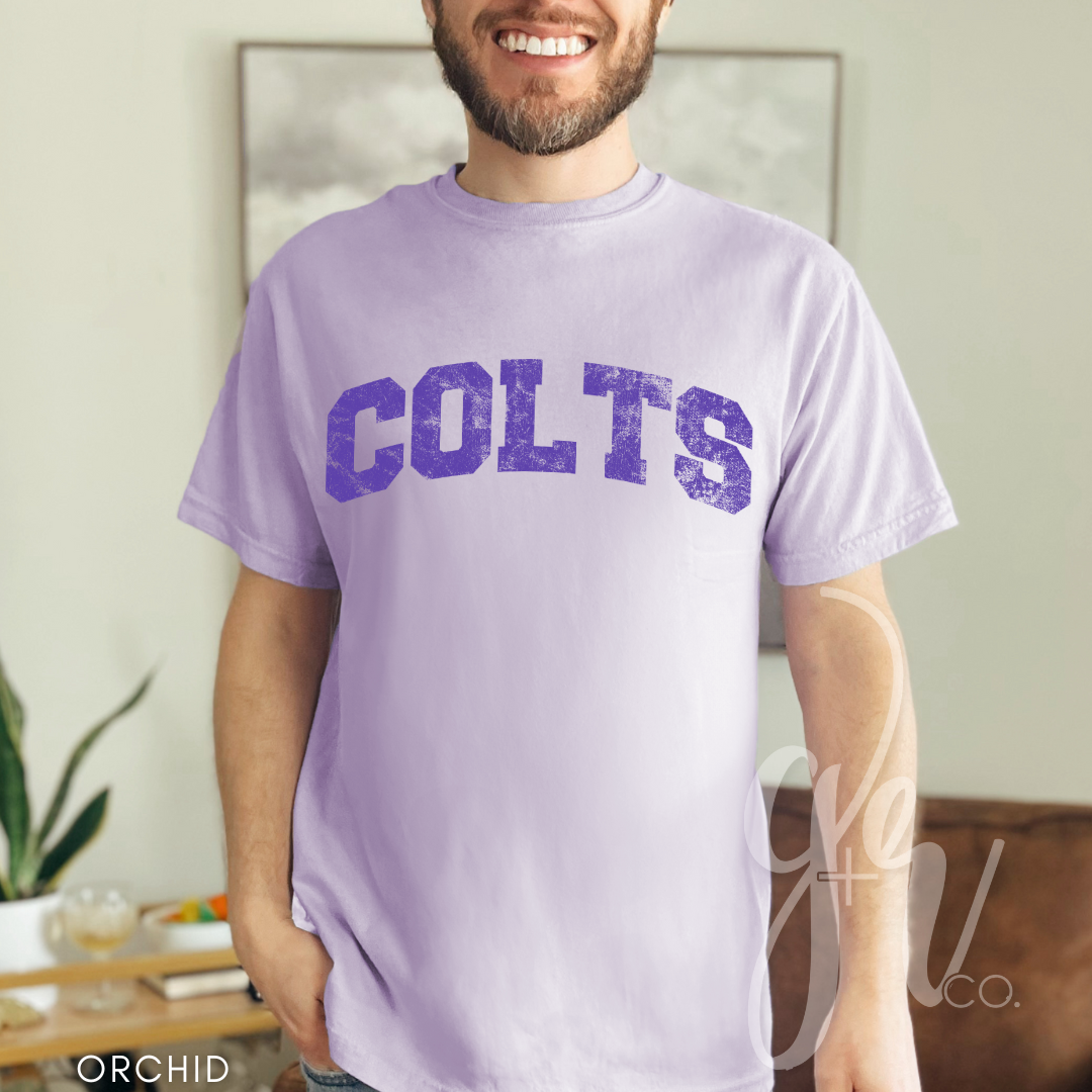 NEW! Distressed Varsity Colts (Tees+Sweatshirts)
