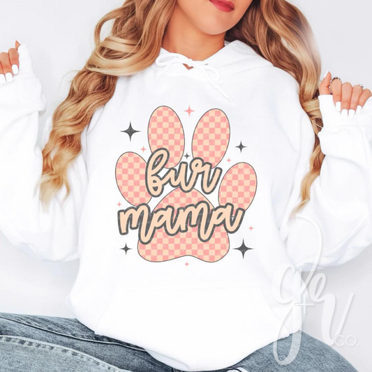 Pink Checkered Fur Mama