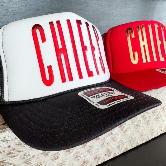 Sample School Spirit Metallic Print Foam Trucker Hat (Adult Only)