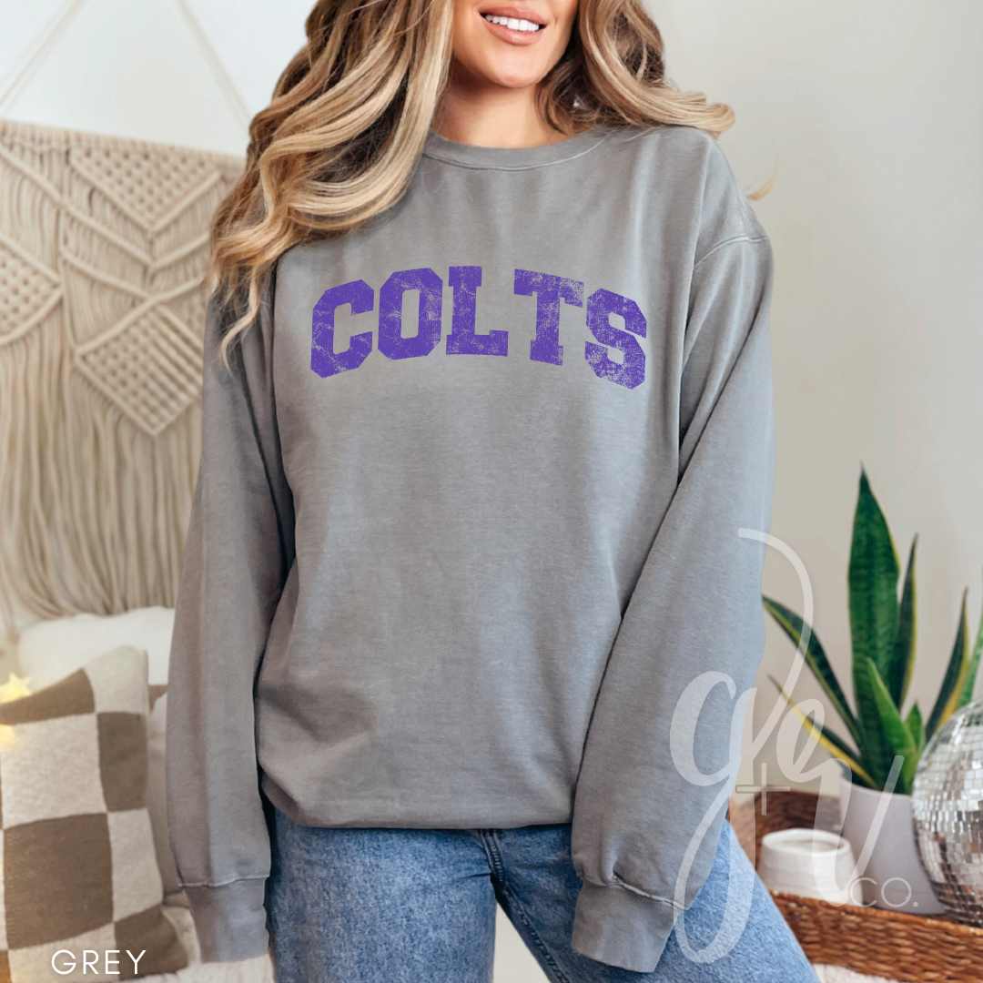 NEW! Distressed Varsity Colts (Tees+Sweatshirts)