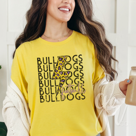 Sample School Spirit Football Leopard Bolt