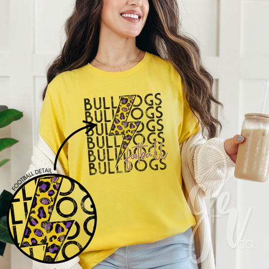 Sample School Spirit Football Leopard Bolt