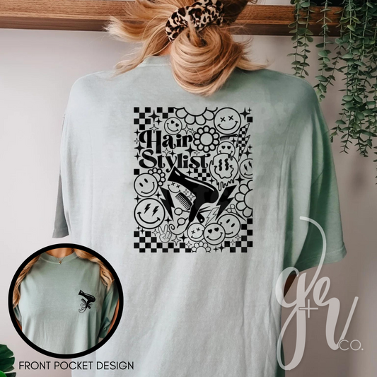 Retro Hairstylist Pocket Tee