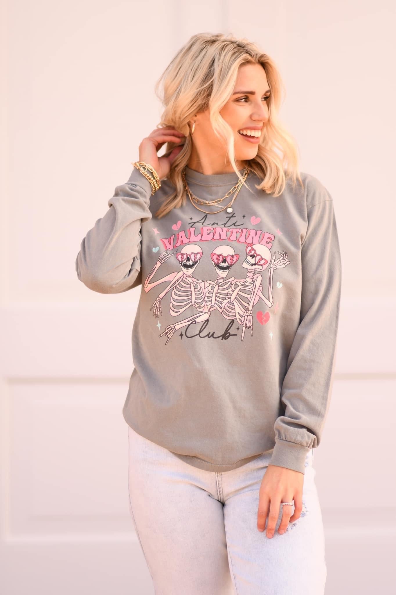 Anti Valentine Club Long Sleeve Comfort Colors Tee