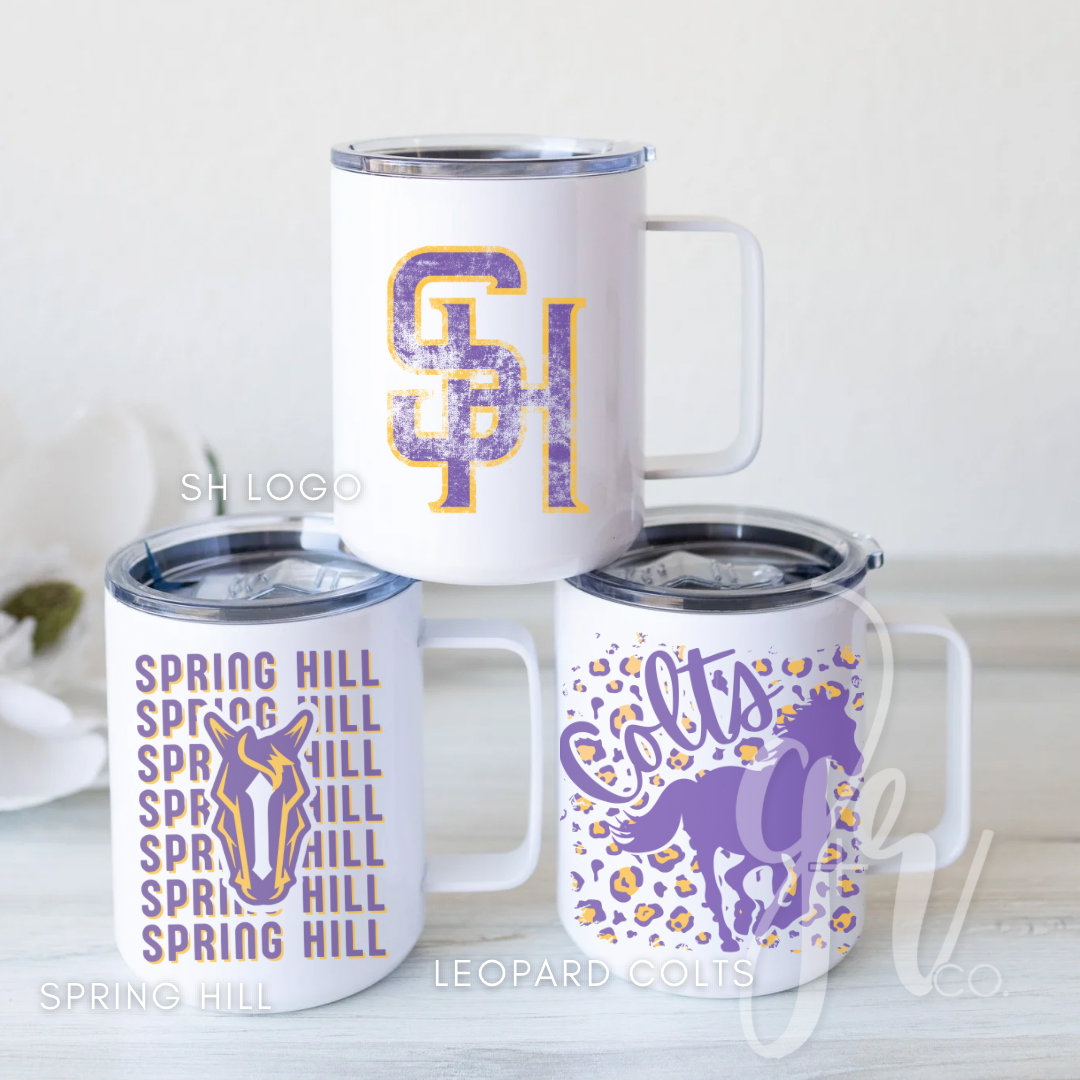 Sample School Spirit Travel Mugs (Multiple Designs)