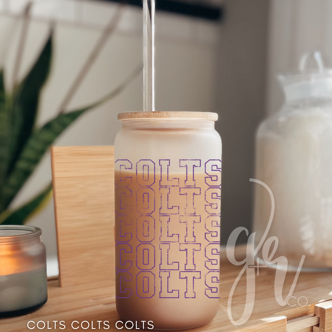 Sample School Spirit Glass Sippers+Straws (Multiple Designs)
