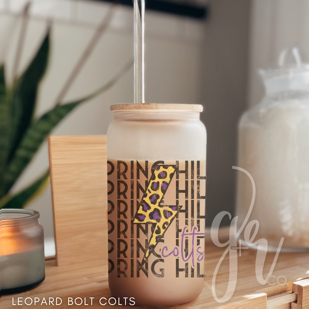 Sample School Spirit Glass Sippers+Straws (Multiple Designs)