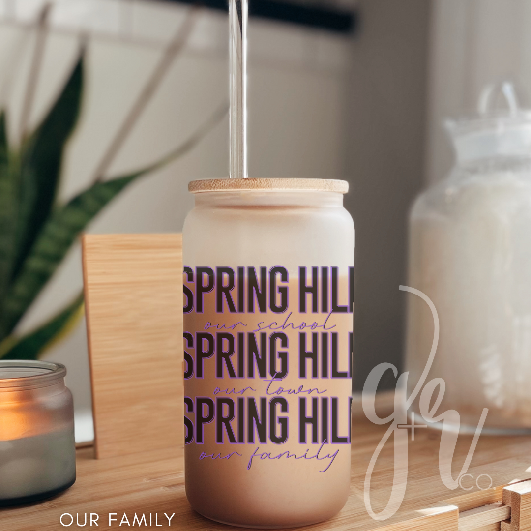 Sample School Spirit Glass Sippers+Straws (Multiple Designs)