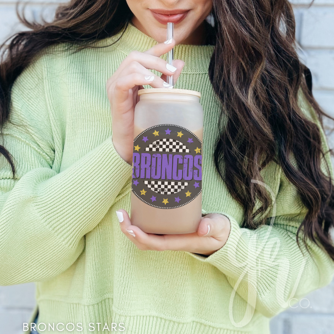 Sample School Spirit Glass Sippers+Straws (Multiple Designs)