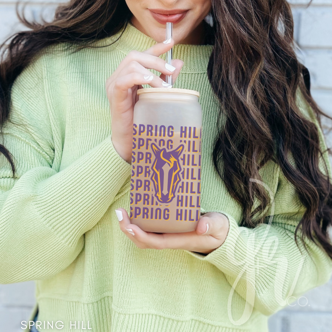 Sample School Spirit Glass Sippers+Straws (Multiple Designs)