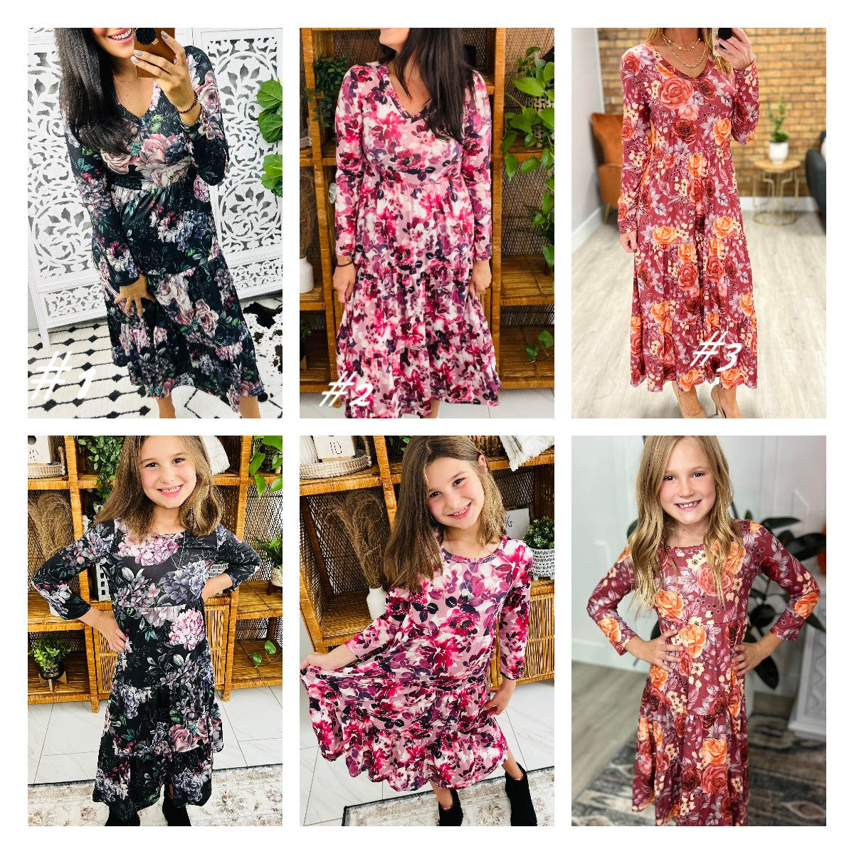 Matching Tiered Floral Dress in Berry (RTS)