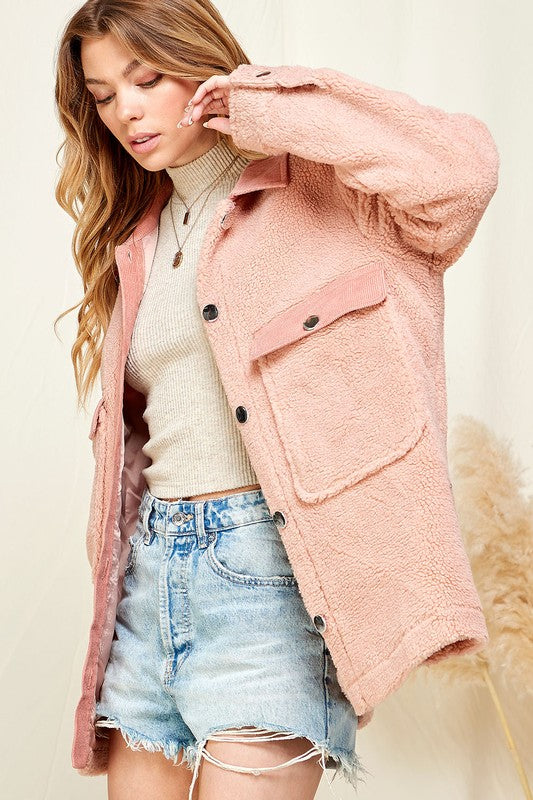 Vail Sherpa Jacket in Pink (RTS)
