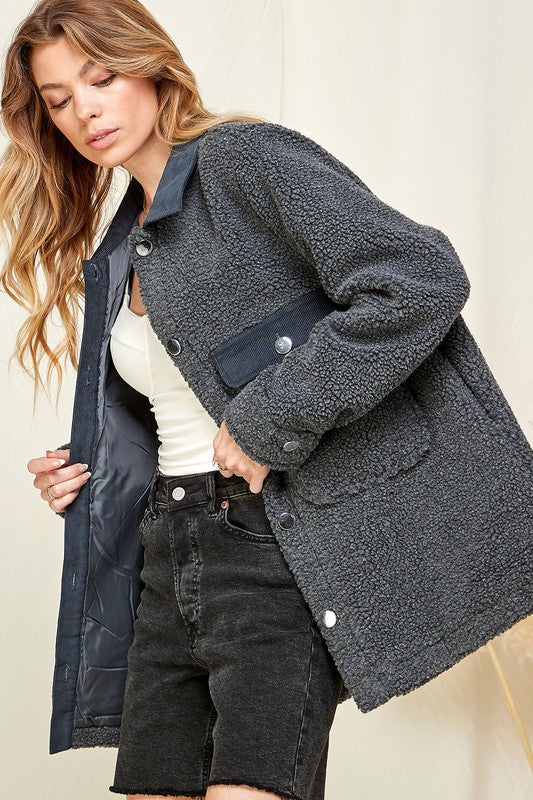 Vail Sherpa Jacket in Grey (RTS)