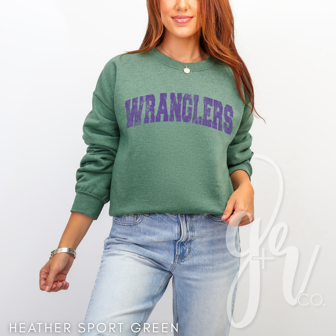 Distressed Varsity Wranglers (Tees+Sweatshirts)