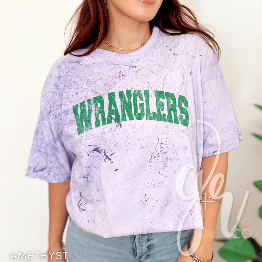 Distressed Varsity Wranglers (Tees+Sweatshirts)