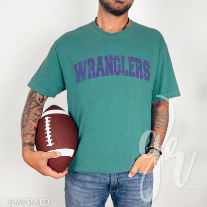 Distressed Varsity Wranglers (Tees+Sweatshirts)