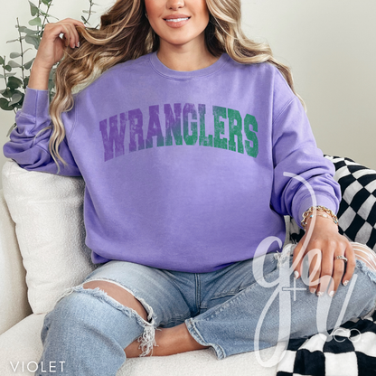 Distressed Varsity Wranglers (Tees+Sweatshirts)