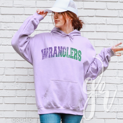 Distressed Varsity Wranglers (Tees+Sweatshirts)