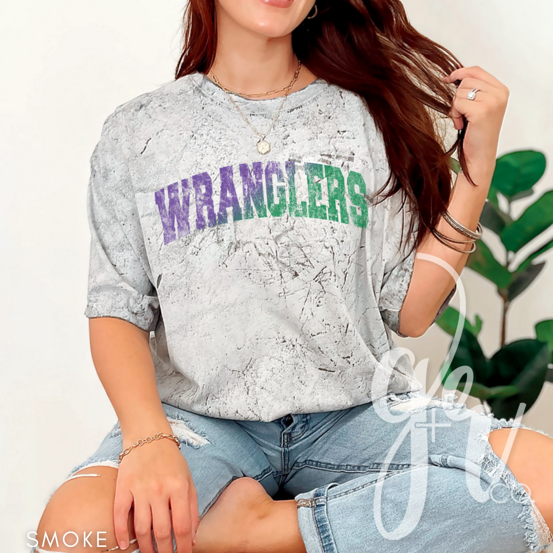 Distressed Varsity Wranglers (Tees+Sweatshirts)