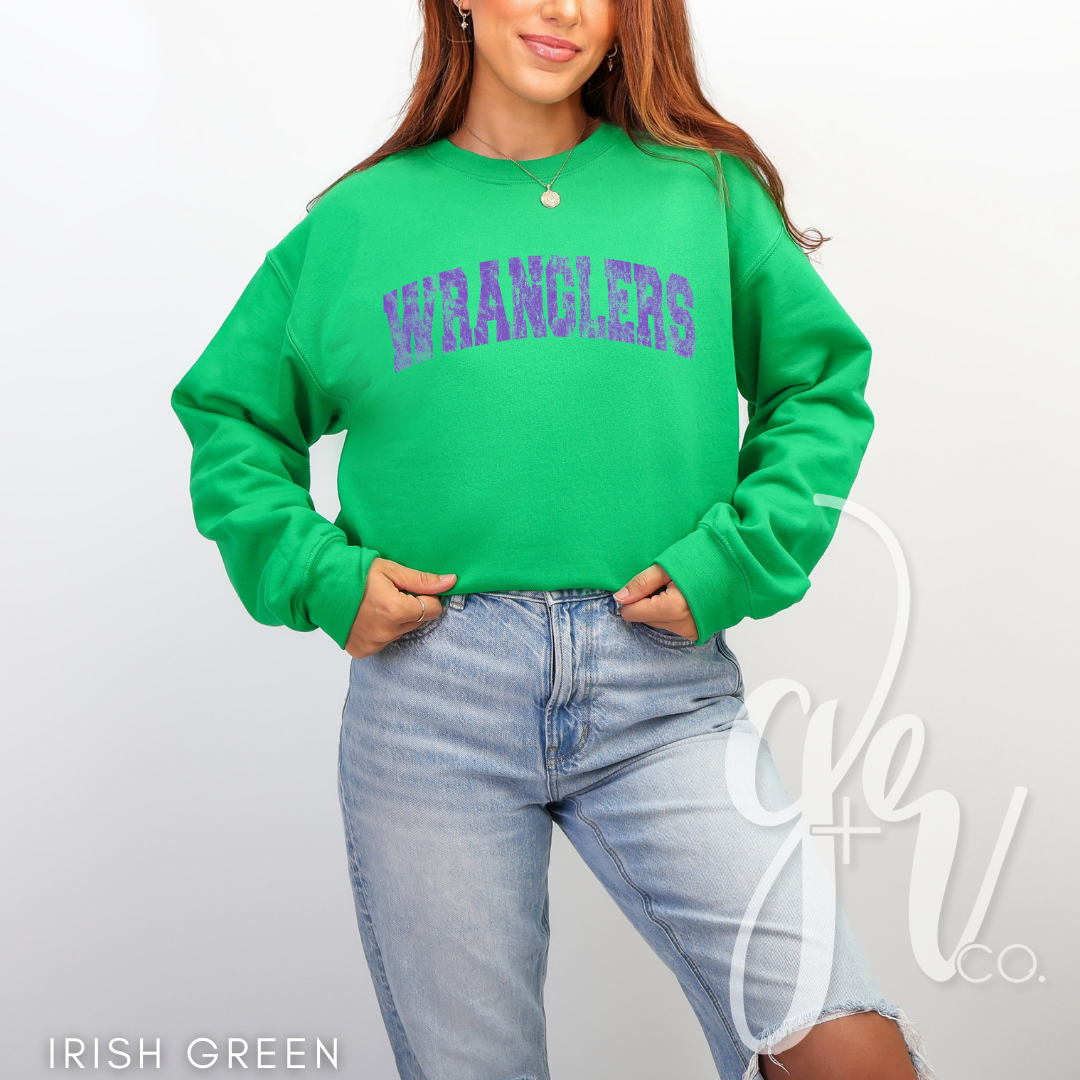 Distressed Varsity Wranglers (Tees+Sweatshirts)
