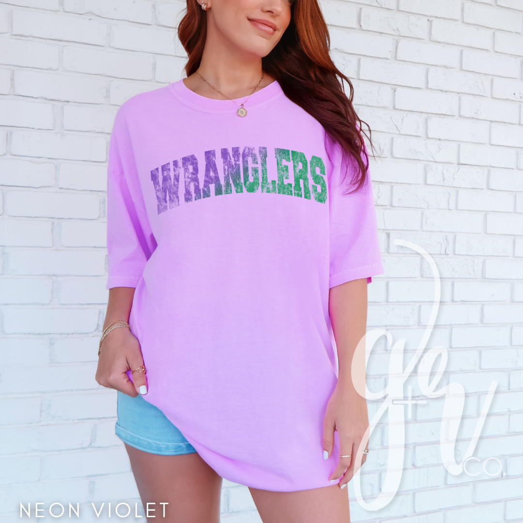 Distressed Varsity Wranglers (Tees+Sweatshirts)