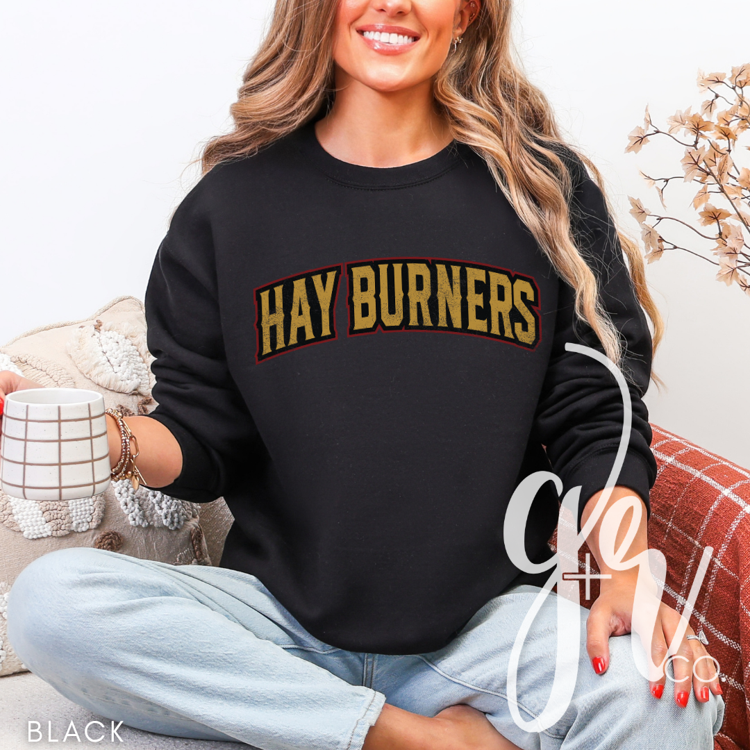 Hay Burners Distressed Varsity (Tees+Sweatshirts)