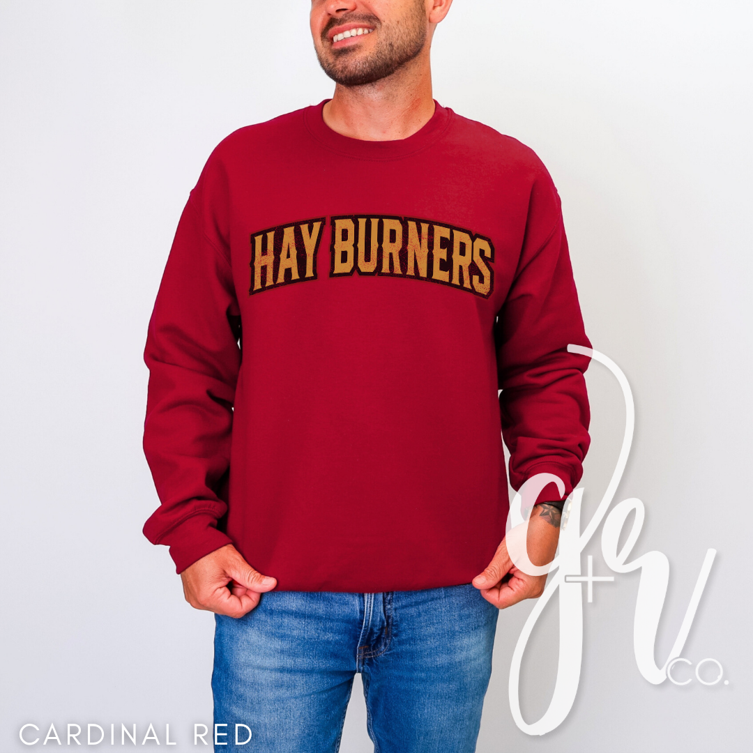 Hay Burners Distressed Varsity (Tees+Sweatshirts)