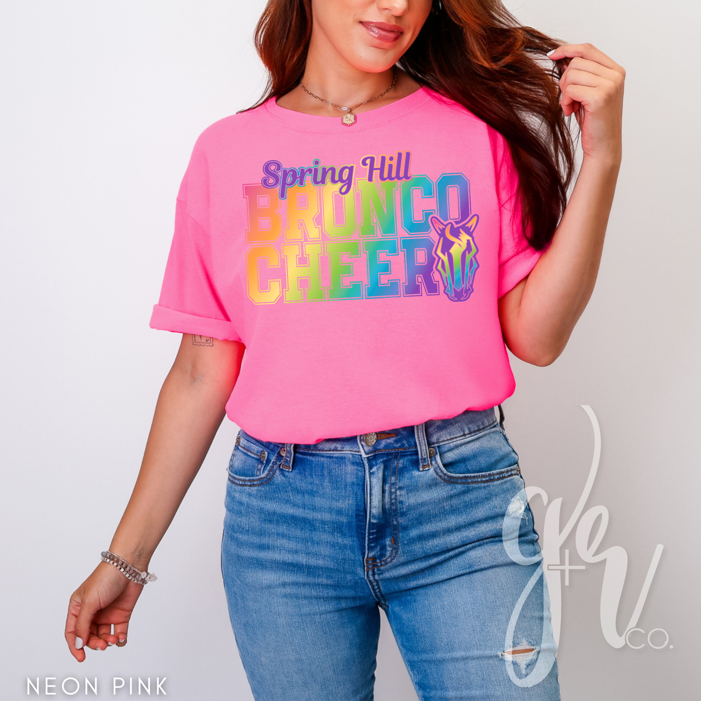 Bronco Cheer Varsity - Neon (Tees+Sweatshirts)