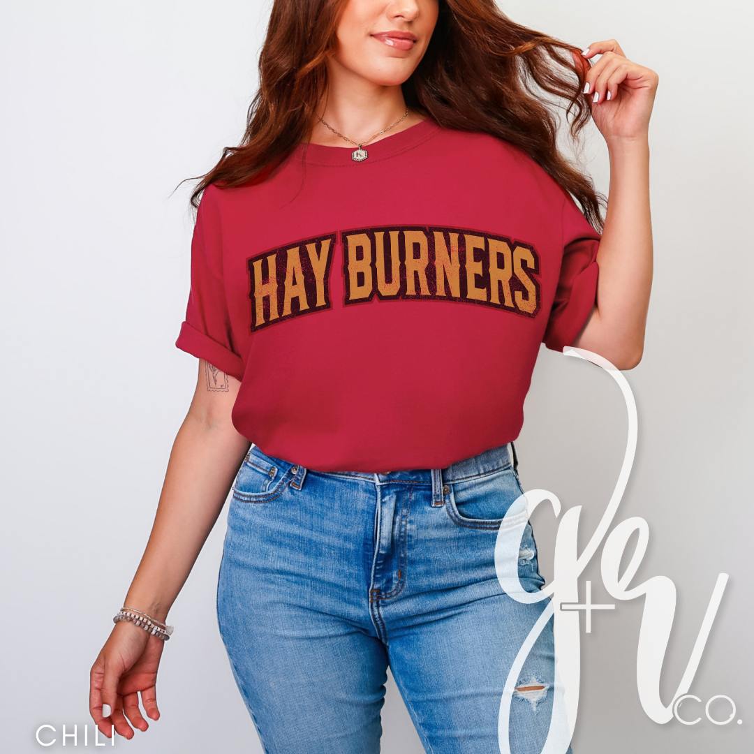 Hay Burners Distressed Varsity (Tees+Sweatshirts)