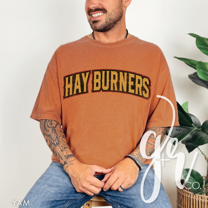 Hay Burners Distressed Varsity (Tees+Sweatshirts)