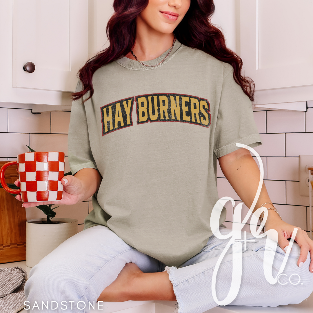 Hay Burners Distressed Varsity (Tees+Sweatshirts)