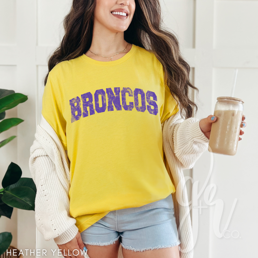 NEW! Distressed Varsity Broncos (Tees+Sweatshirts)