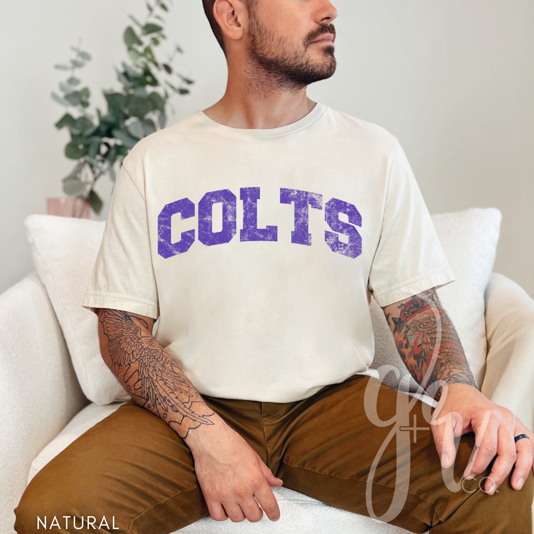 NEW! Distressed Varsity Colts (Tees+Sweatshirts)