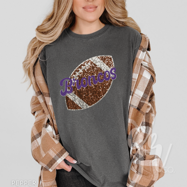 Broncos Faux Sequin Football