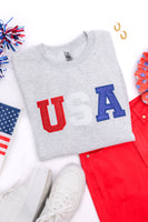 PREORDER: Embroidered Glitter USA Sweatshirt