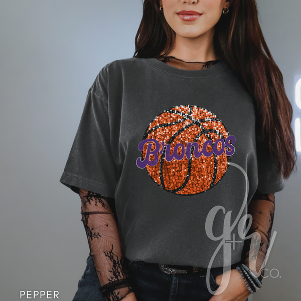 Broncos Faux Sequin Basketball