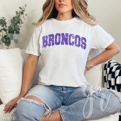 NEW! Distressed Varsity Broncos (Tees+Sweatshirts)