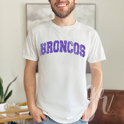 NEW! Distressed Varsity Broncos (Tees+Sweatshirts)