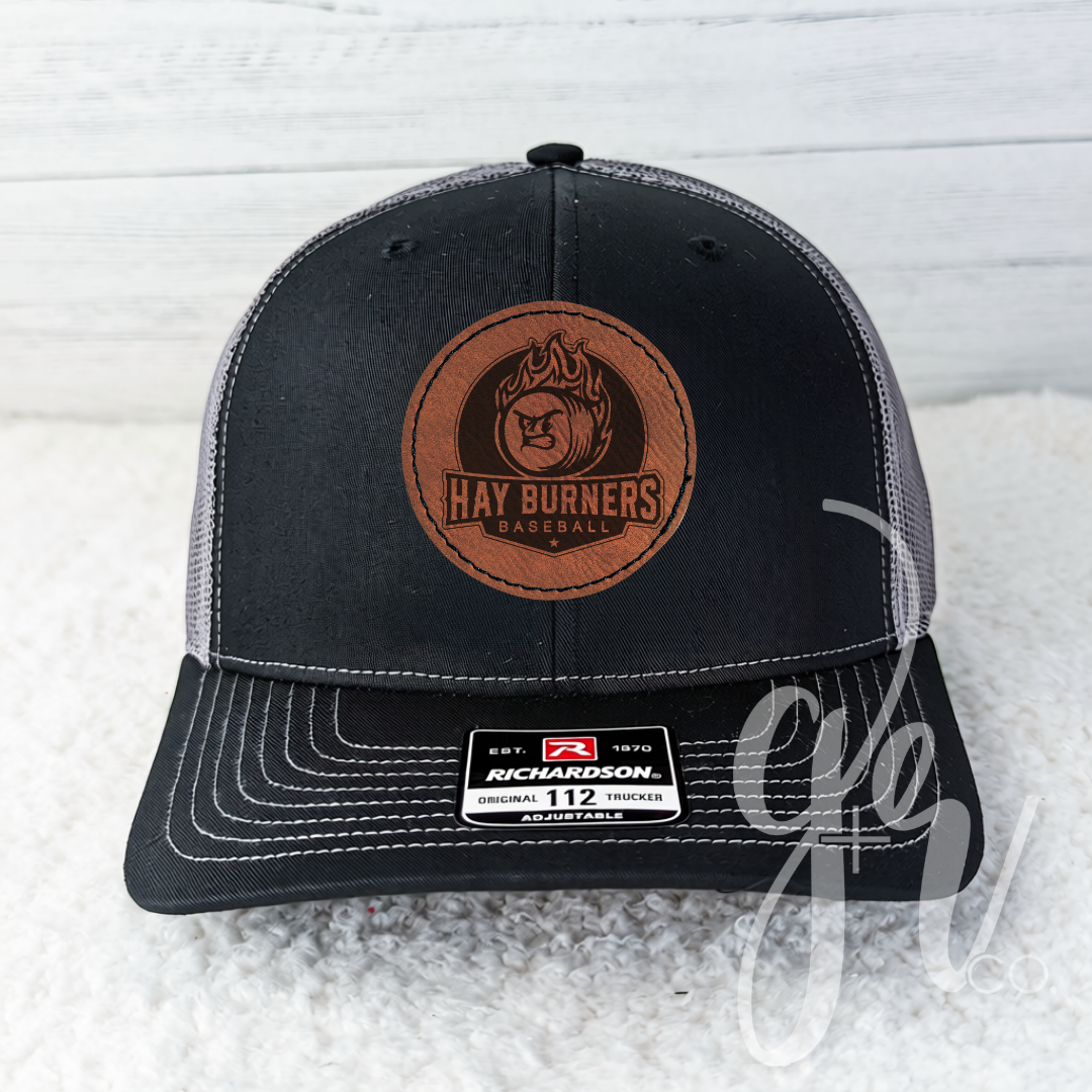Hay Burners Leather Patch Trucker Hat
