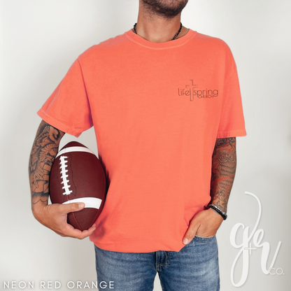 Life Spring Pocket Logo Tee - Neon Red Orange