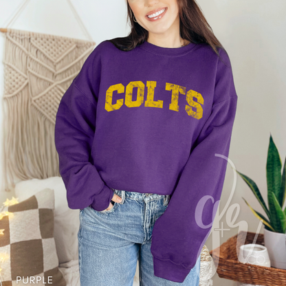 NEW! Distressed Varsity Colts (Tees+Sweatshirts)